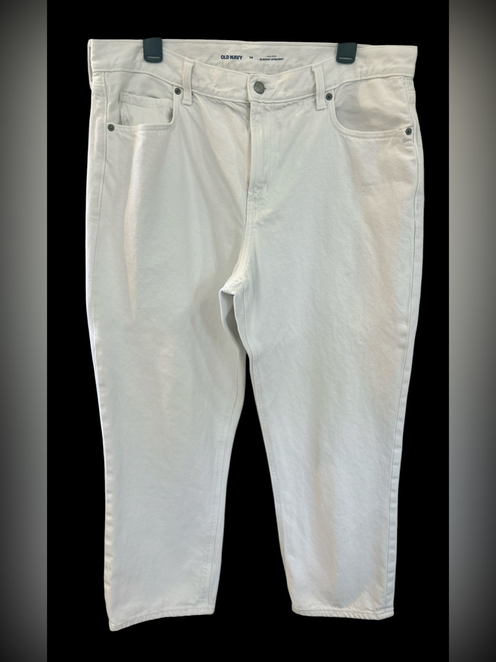 Old Navy Women’s High-Rise Slouchy Straight White Jeans, Size 14